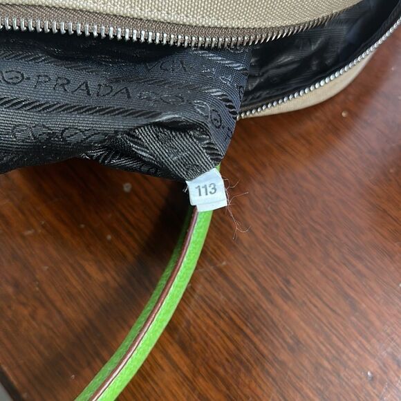 Vintage Prada Large Cinghiale-Trimmed Canapa Bauletto Bag - Picture 10 of 13